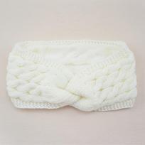 Cross-Stitch Fleece-Lined Knitted Headband with Cable Knit Bow - Trendy Wool Ear Protection & Sports Accessory balta