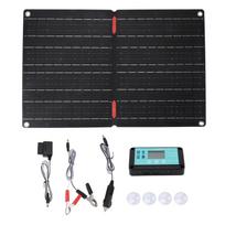 ETFE Foldable Solar Panel 60W 60A Controller OBD Plug Wire 12V IP68 Waterproof Car Solar Charger black
