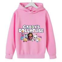 2025 New Children's Hoodie Cartoon Gabby Cat Hoodie Girls Casual Gabby Dollhouse Children's Clothing Top 150 pink