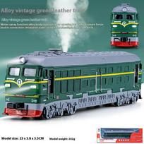 1/32 metalinis nostalginis garvežys žalias odinis traukinuko žaislas gali būti purškiamas lydinio traukinys vaikų žaislas dovanų vaikams Berniukų gimtadienio dovana žalia