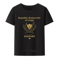Republic Democratic of Congo Passport TShirt Men Women Oneck Printed Tee Tops Unisex Casual Streetwear Ropa Hombre 4XL black