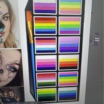 12 spalvų vandenyje tirpus vaivorykštės juostelių veido dažas Helovinui ir scenos pasirodymams 12 per medium box, 48 boxes per case white