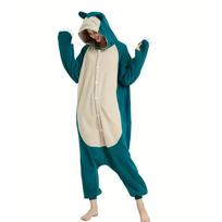 Unisex Onesies Snorlax Kigurumi Fleece Anime pižamos Namų drabužiai Kalėdų Helovino Cosplay kostiumas XXL žalia
