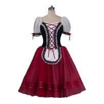 Ruffle Giselle Ballet Tutu Dress Velvet Kids Ballet Skirt Costume Gymnastics Dance Leotard  Grading S raudona