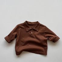 Kids Long Sleeve Solid Polo Shirt Casual Versatile Daily Tops For Boys And Girls 100cm kava