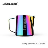 MHW-3BOMBER Milk Frothing Pitcher Cafe Latte Art Tools Professional Milk Frother Jug Stainless Steel Steaming From Pitchers 400ml black