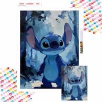 Disney Stitch Diamond Painting Art Kit Mosaic Handmade Diy Gift Home Decor Round 40x50cm gray