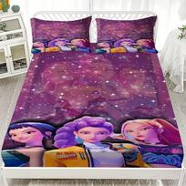 K-Pop D-Demon Hunters Fitted Sheet from Personalized  for Home Decor, Customized DIY Bed Cover Deep Pocket with 2Pillowcases 90x200x25cm 3pcs pink