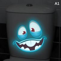 Glow-In-The-Dark Funny Face Toilet Stickers Waterproof Removable Self-Adhesive Pvc Decals Bathroom Decor Wall Stickers blue