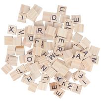 100PCS Wood Letter Tiles Wooden Alphabet Tiles A Z Capital Letters for Crafts, Pendants, Spell beige