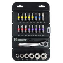 Bigman Ratchet Tool Ratchet and Socket ATS-132 23-Piece Set Handle, Bit, black