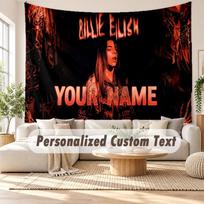 Custom Name Wall Hanging Tapestry,Billie Eilish Decorative Backdrop Tapestry For Dorm Home 100cmx150cm brown