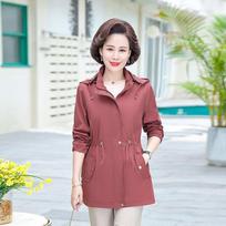 Spring Windbreaker Jacket Fashion Women's Plus Size Spring and Autumn Middle-aged Leisure Jacket Top XXXXXL rožinė