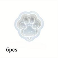 6pcs Crystal Sparkling Cat Paw Quicksand Resin Shaker Pendant Making Silicone Mold Set| Silicone | Mirror Glossy | DIY Jewelry 6pcs white