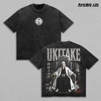 Jushiro Ukitake Bleach Anime Graphic T Shirt Front Back Short Sleeve Streetwear 130 black