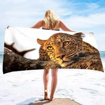 Cheetah Print Sand Free Beach Towel Absorbent Bath Towel Extra Large Hand Towels Quick Dry Towel for Swimming Bathroom Spa Pool W40*H60(CM) brown