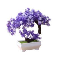 Imitacija netikrų vazoninių bonsai medžio dirbtinio augalo rašomojo stalo papuošalų namų dekoravimui violetinė
