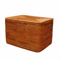 Didelės talpos laikymo krepšys su dangčiu, pintas vytelių dėžė, namų organizatorius 36*26*24cm Lid L-square Basket brown