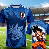 Naujas Bandai Japonų Anime Dragon Ball Son Goku X Japonijos Nacionalinės Komandos Futbolo Marškinėliai Vyriški Sportiniai L blue