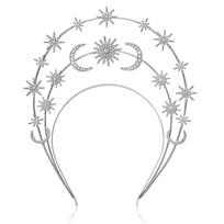 Tiara Crown Headband VirginMary Headband Halo-Crownpiece Women Costume Hairband white
