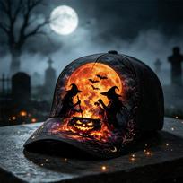 POD heat transfer pumpkin head skull Halloween funny new baseball cap trendy men's and women's hats Adjustable (56-60cm) gray