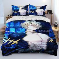 3D Print  Anime Record Of Ragnarok Comforter Bedding Set Duvet Cover Bed Set Quilt Cover Pillowcase King Queen Size Bedding Set EU single(135x200cm) blue