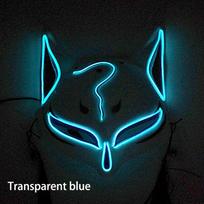 Holiday Light Up Neon Half Face Mask Flashing In Dark fox mask Halloween LED Luminous Fox Mask for women girl cosplay props dangaus mėlyna spalva