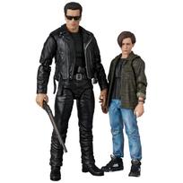MEDICOM TOY MAFEX T-800 Terminatorius 2 Paskutinis teismas & John Connor Veiksmo figūrėlės Nestandartinio dydžio, visiškai artikuliuotos, nudažytos 160mm/130mm