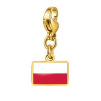 Gold Square Flags DIY Making Charms Pendant For Women Men Stainless Steel Neckalce Accessories Flags Jewelry