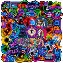 50 vnt. Šaunūs Neono Animacinių Filmų Grafiti Lipdukai Telefonui, Gitarai, Nešiojamam Kompiuteriui, Sąsiuviniui, Lagaminui, Puodeliui Atsparūs Vandeniui Lipdukai Vaikų Žaislai Dovana blue