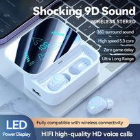 Belaidės Bluetooth ausinės su triukšmo slopinimu, LED, Hifi stereo garsu, bėgimo laisvų rankų įranga, triukšmo mažinimo ausinės, sportinės, vandeniui atsparios ausinės