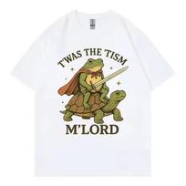 Twas The Tism M Lord Funny Frog Graphic T shirts Men Women Vintage Fashion Short Sleeve T shirt Summer Casual Cotton T shirts 120 beige