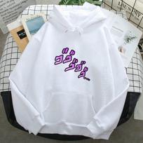 Jojos Bizarre Adventure Anime Print Unisex's Hoodies Long Sleeve Warm Hoody Pullover Autumn New Personality Streetwear S white