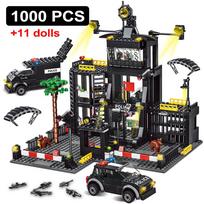 SWAT Police Station Military City Model Set Prison Car Policeman Boat Figures Model Building Blocks DIY Toy for Kids Boys Gift gray