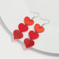 Pink Love Heart Acrylic Drop Earrings for Women Mirrored Peach Hearts Spliced Long Earring Fashion Jewelry Valentine's Day Gifts red