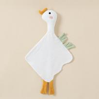 Kūdikio migdukas su medvilniniu audiniu ir pliušiniu dinozauru bei gulbe miego atsipalaidavimui White Swan white