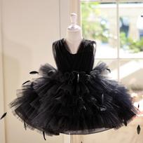 Girls Black Princess Dress Kids Formal Gown For Piano Performance 130cm juoda
