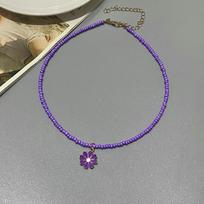 New Fashion flower Choker  Seed beads Necklace for Girl Women Pendant Collar Jewelry Gift for Friend Wholesale Necklace beige