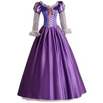 Stilingas suaugusiųjų Rapunzel karnavalinis kostiumas Cosplay su pūstomis rankovėmis ir nėriniuotu apvadu L blue