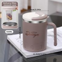 580ML Dvigubos sienelės izoliuotas vandens puodelis-termosas Nešiojamas Sandarus Neperšlampamas Kavos puodelis su filtru ir rankena Gėrimo puodelis Indai ruda
