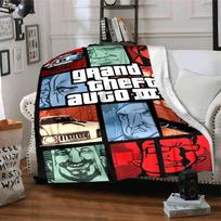 1 vnt. Grand Theft Auto minkštas flanelinis pledas su dizainerio spauda. Jaukus pledas visais metų laikais, puikiai tinkantis ant sofos, lovos, biure 80x120cm black
