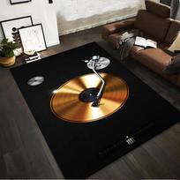 Patefono vinilo plokštelės dizaino kilimas, modernus kilimas muzikos mėgėjams, tinkamas naudoti kaip neslystantis kilimėlis svetainės, miegamojo, sofų zonose 100x120cm( 39x47in )