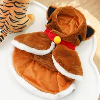 Pet Dog Cape Clothes, Cat Tiger Winter Warmth Thickened Dog, Small Dog Plush Cape Cat Supplies S brown