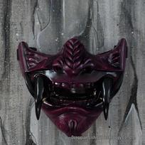 Red Hannya Demon Warrior Latex Mask for Cosplay and Noh Theater gray