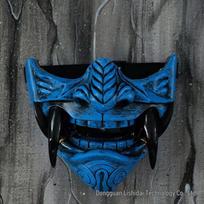 Red Hannya Demon Warrior Latex Mask for Cosplay and Noh Theater blue