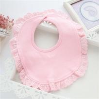 Baby Girls CottonSnap Button Bibs Cute Bow Lace Bibs Waterproof Saliva Towel rožinė