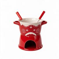 Ceramic Christmas Chocolate Fondue Cup Double Handle Butter Warmer Pot  Dinning Table Style B