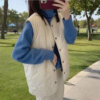 Fashion O-neck Waistcoat Solid Color Soft Baggy Single-breasted Reversible Sleeveless Warm Thicken Teddy Coat Ladies M