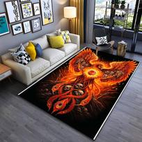 Area Rug, Phoenix Bird Flame Skull Baby Viking Faces Roses Dark Art Print, Living Room Decor, Non-Slip Mat 40x60cm( 15x23in ) gray