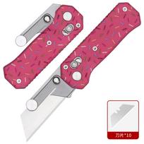 2026 new 420 steel G10 handle hand folding knife portable art knife high hardness unpacking with blade gift box rožinė